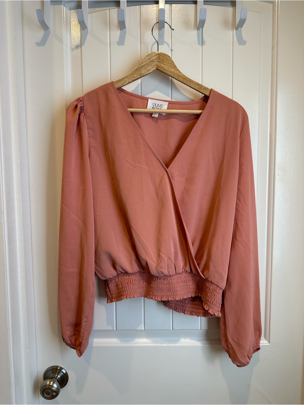 Olive & Oak Dusty Rose Wrap-Front Blouse